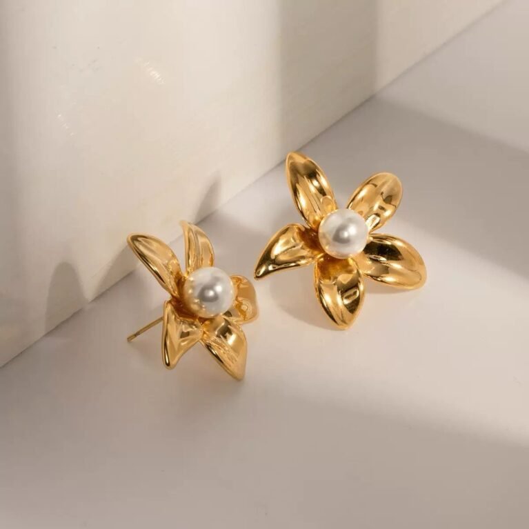 18k Gold Plated Stainless Steel Flower Earring