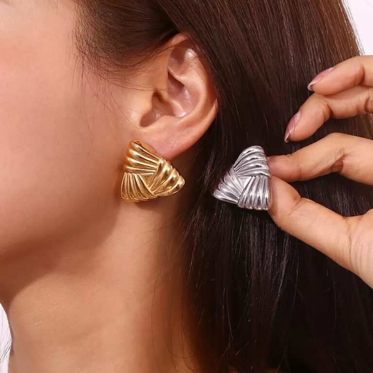 18k Stainless Steel Triangle Shaped Earring
